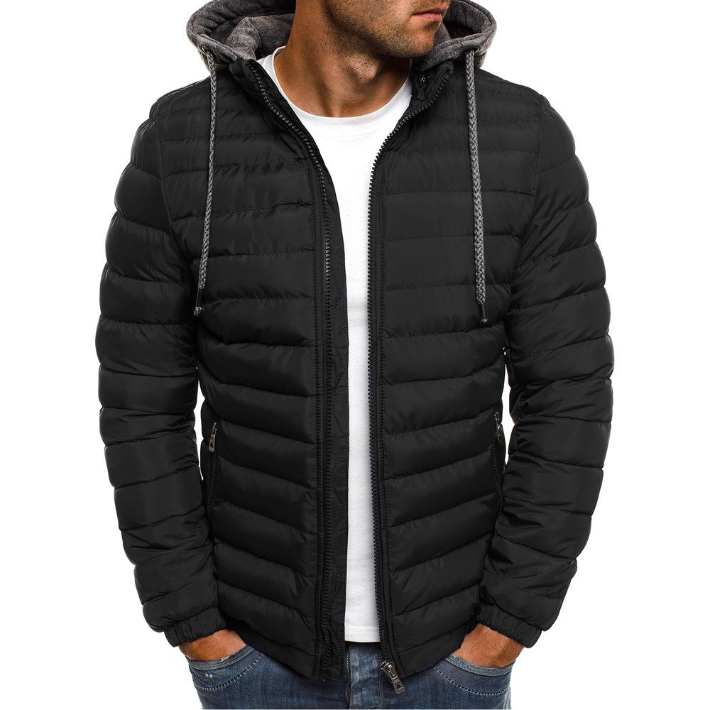 Herren Steppjacke Leicht Kapuze Hochkragen Outdoor