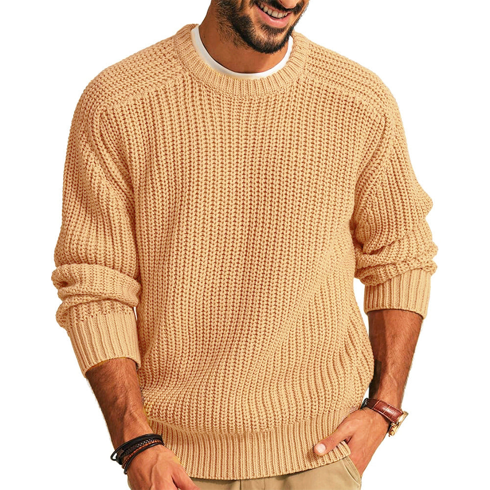 Herren Pullover Grobstrick Rundhals Lässig Elegent