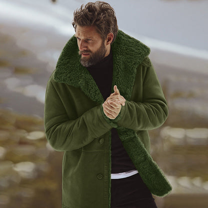 Herren Teddyjacke Großkragen Knöpfer Verschluss