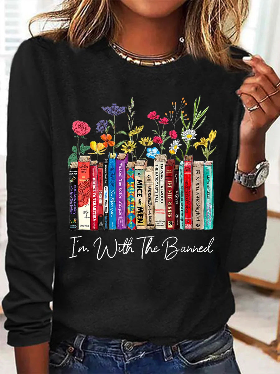 Damen Blumen-Shirt Langarm Romantic Look
