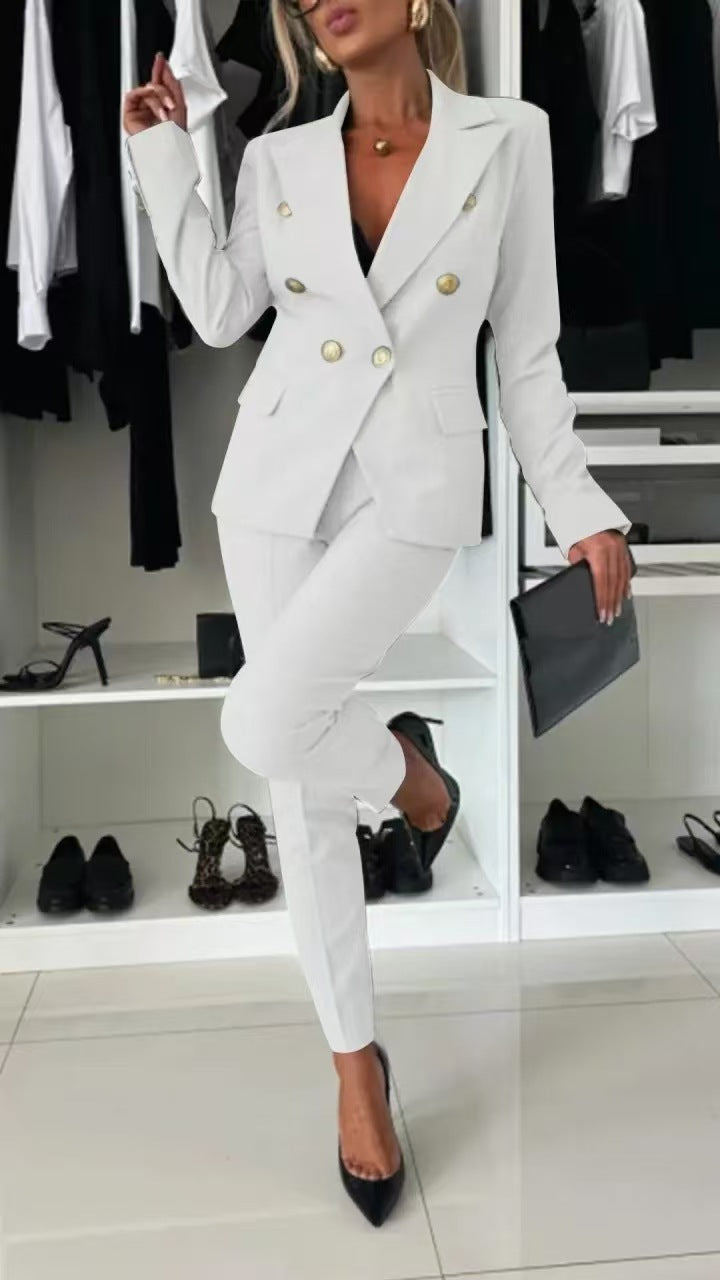 Modischer Blazer Slim Fit Doppelreiher Büroanzug - IdealeKleiden