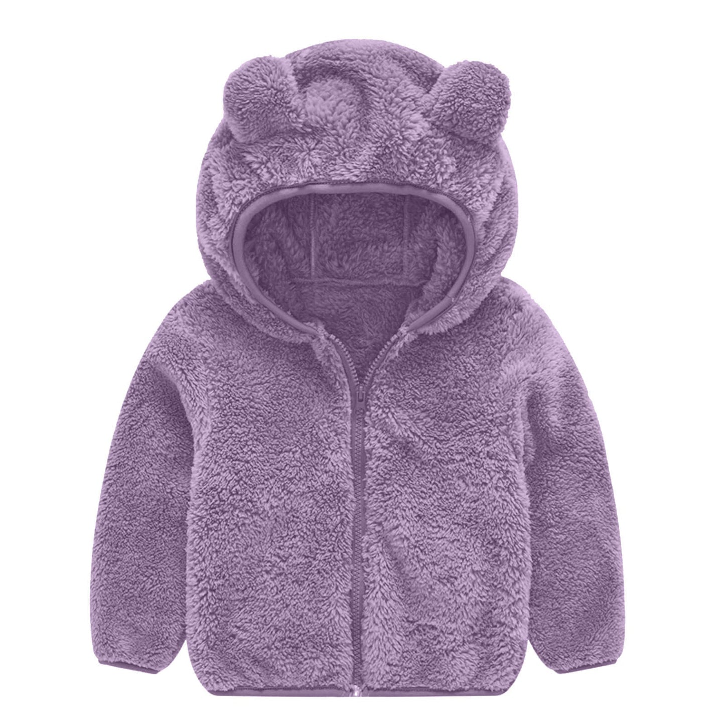Damen Fleecejacke Bärenohren Mütze Warm Kuschelig