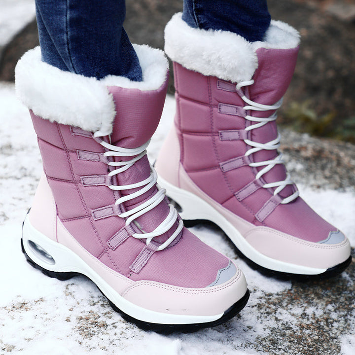 Damenschuhe Stiefel Mittlerer Schaft Schnürung
