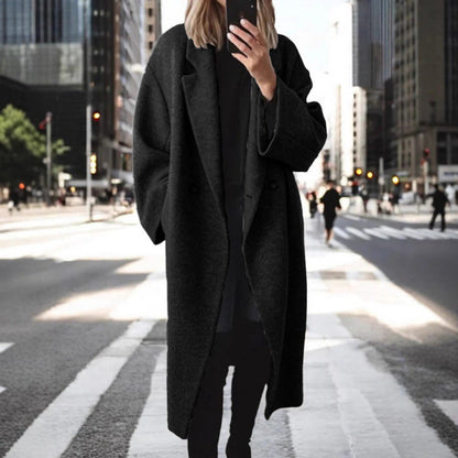 Damen Oversize Wollmantel Stilvoll Warm