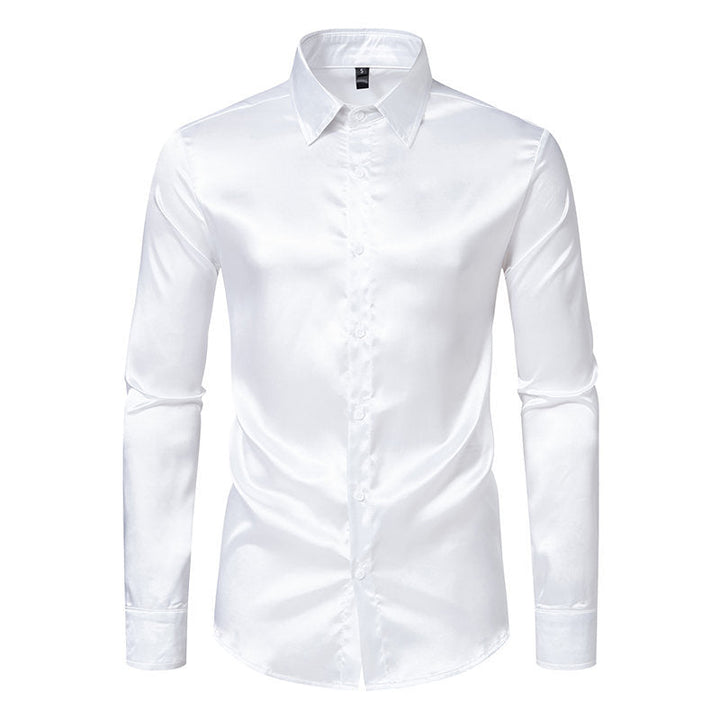 Herren Hemd Satin Glanz Elegant Knöpfe