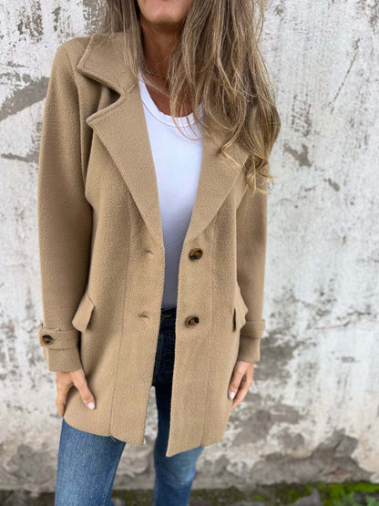 Damen Blazer Klassisch Wolle Reverskragen