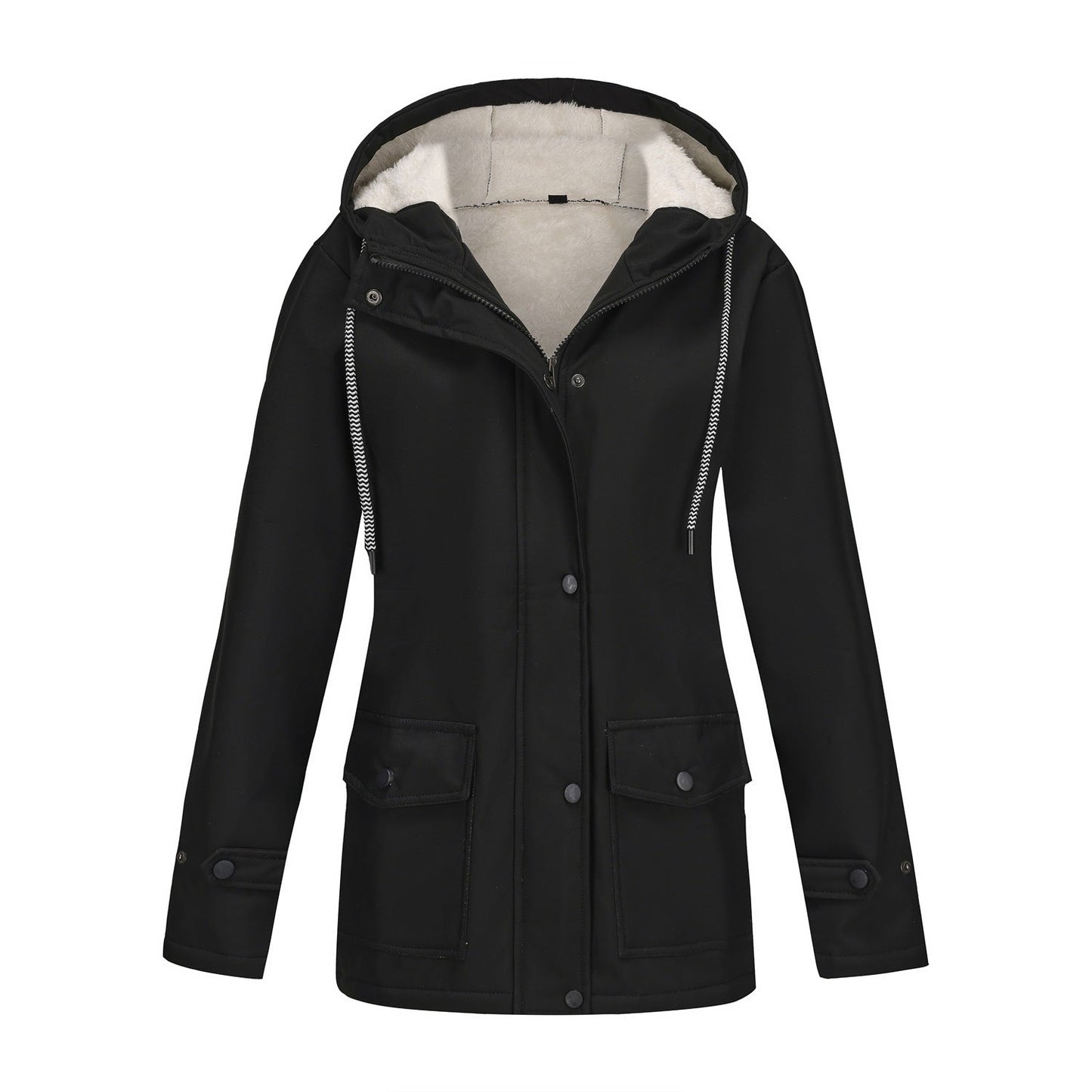 Damen Winterjacke Warm Fleece Kapuze Outdoor