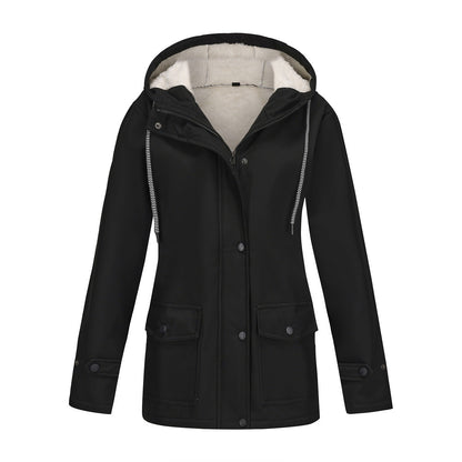 Damen Winterjacke Warm Fleece Kapuze Outdoor