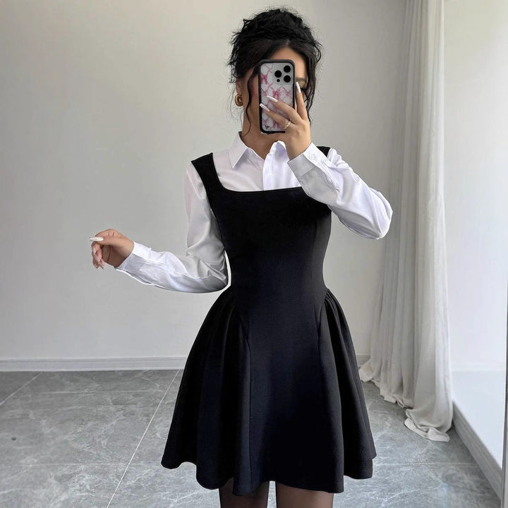 Damen A-Linie Kleid Elegant V-Ausschnitt Fließend - IdealeKleiden