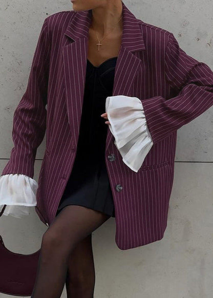 Modischer Nadelstreifen Blazer mit Übergroßen Ärmeln