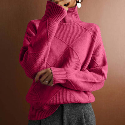 Damen Winterpullover Hoher Hals Warm Strick
