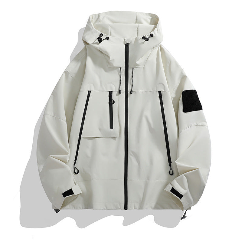 Herren Outdoor-Jacke Funktionell Kapuze Wasserdicht - IdealeKleiden
