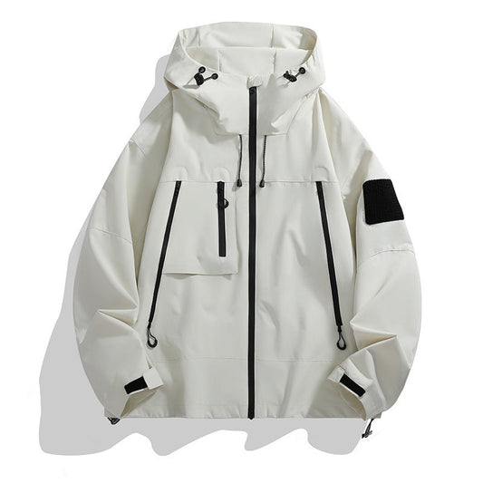 Herren Outdoor-Jacke Funktionell Kapuze Wasserdicht - IdealeKleiden