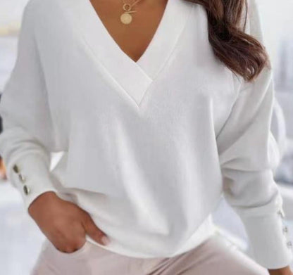 Damen Pullover Lässig Weite Ärmel Soft Stoff