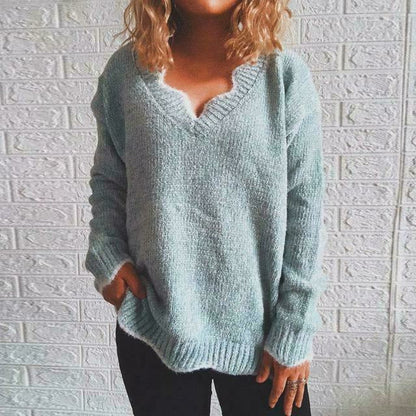 Damen Pullover Herbst Bequem Einfarbig