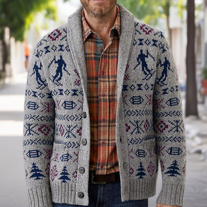 Herren Strickjacke Norweger Muster Praktisch
