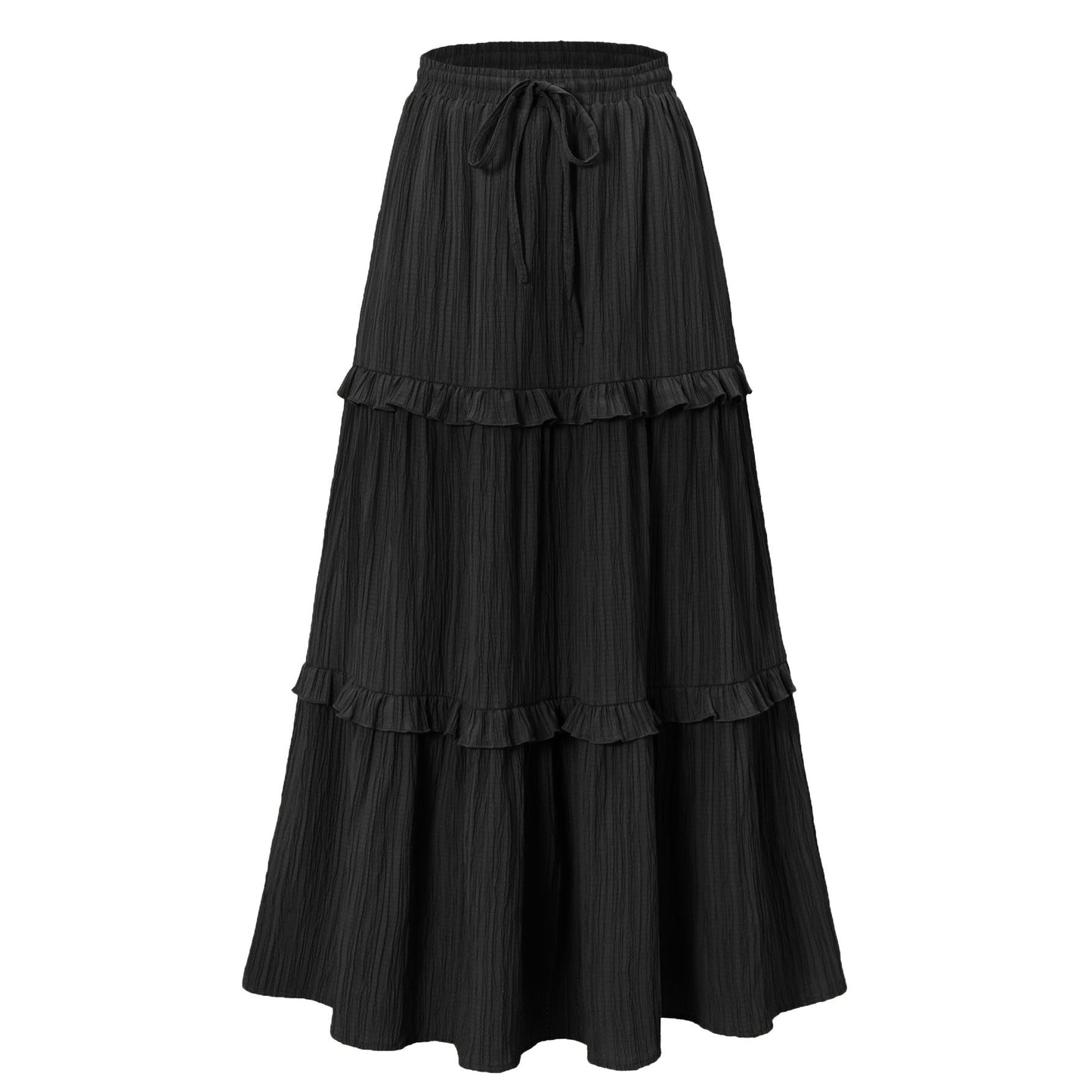 Damen Langrock mit Rüschen und Stretchbund Elegant