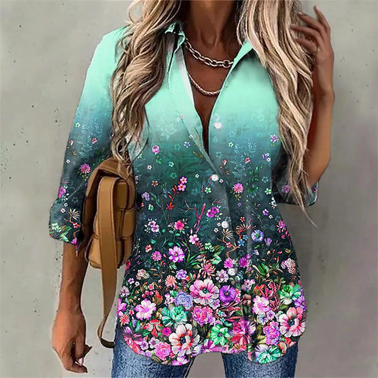 Damenbluse Elegant Floral Ombre Effekt - IdealeKleiden