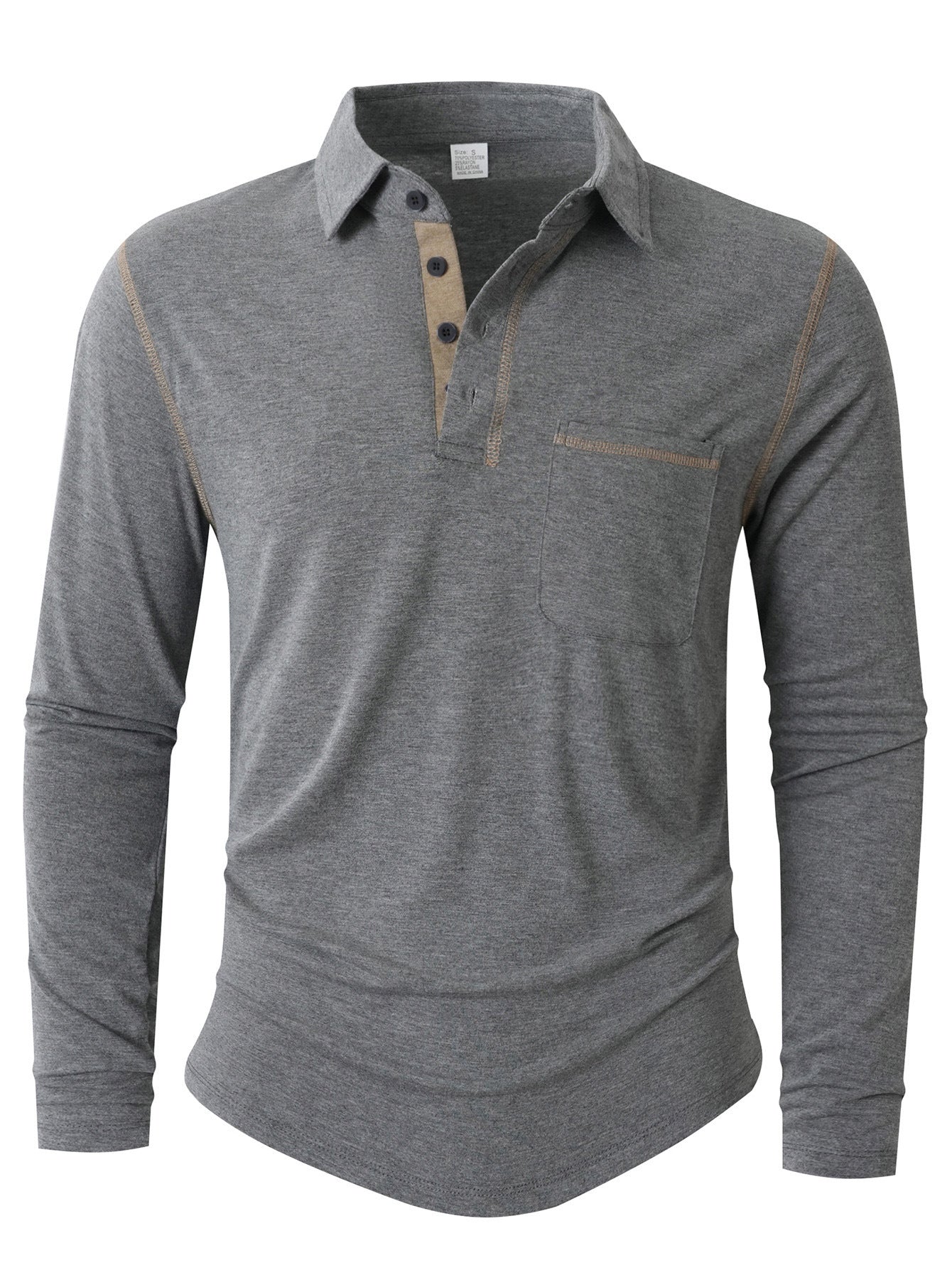 Herren Langarm Poloshirt Elegant Sportlich