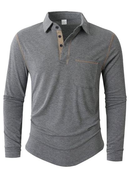 Herren Langarm Poloshirt Elegant Sportlich