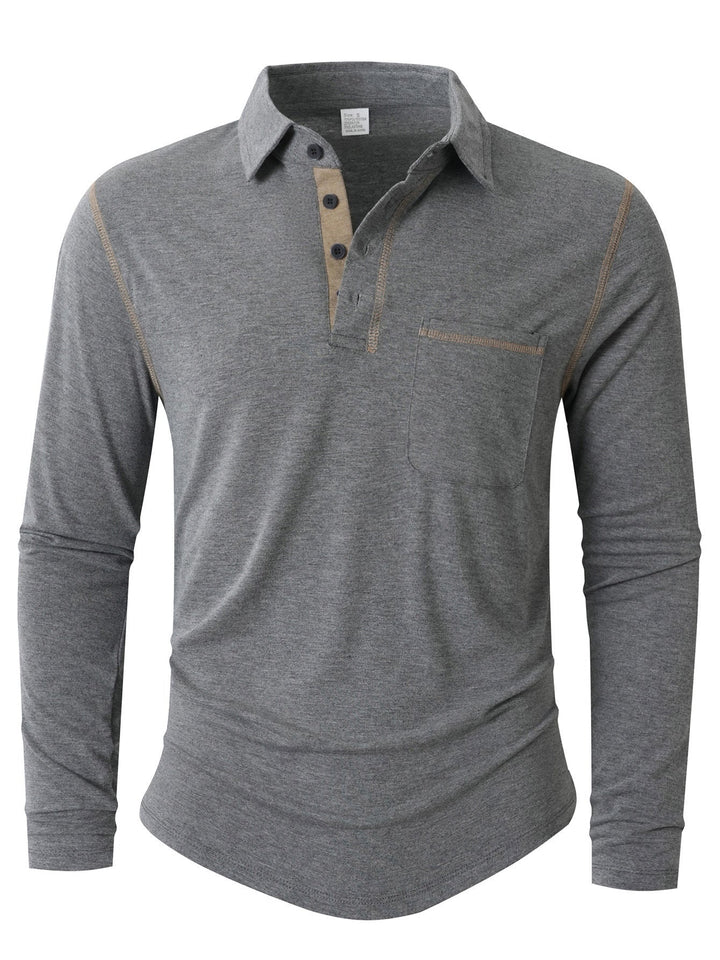Herren Langarm Poloshirt Elegant Sportlich