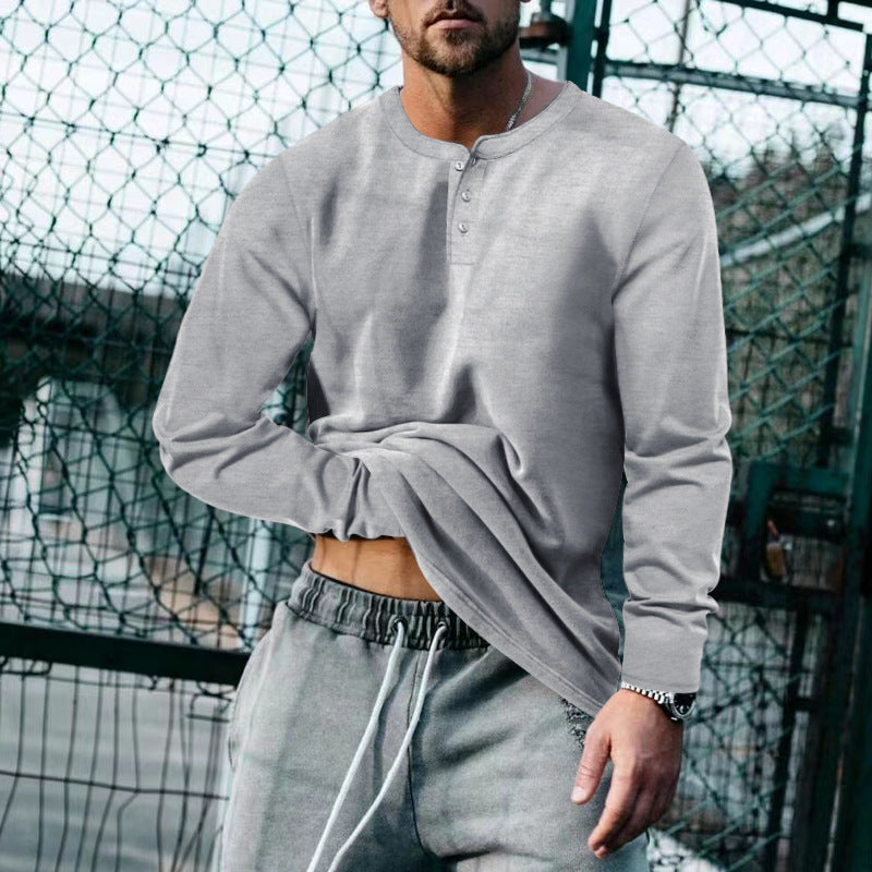 Herren Langarm-Shirt Elegant Knopfleiste