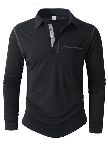 Herren Langarm Poloshirt Elegant Sportlich