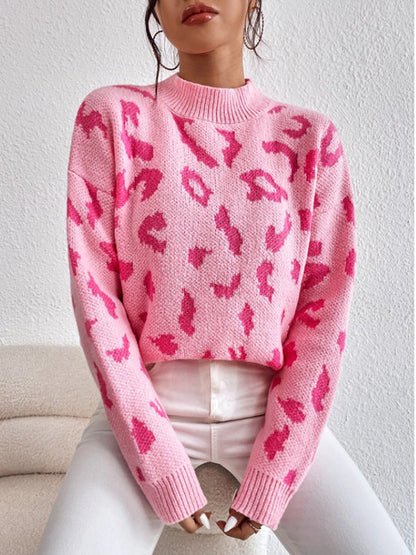 Damen Pullover Tiermuster Bequem Elegant