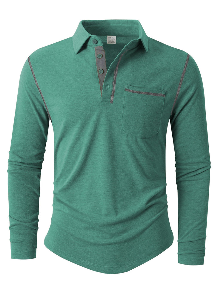 Herren Langarm Poloshirt Elegant Sportlich