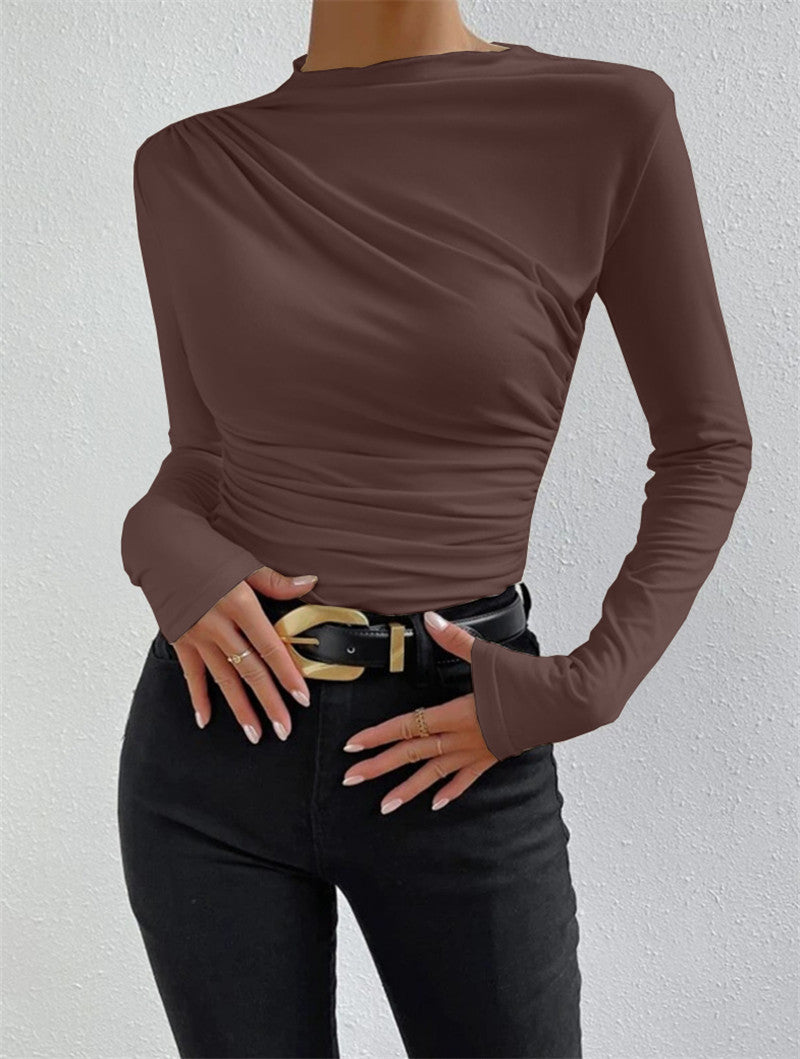 Damen Elegantes Langarmshirt mit Raffungen und femininem Schnitt