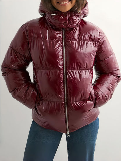 Damen Winterjacke Puffy Kapuze Warm