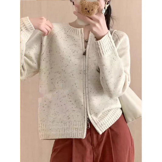 Damen Strickjacke Modern Reißverschluss Elegant - IdealeKleiden