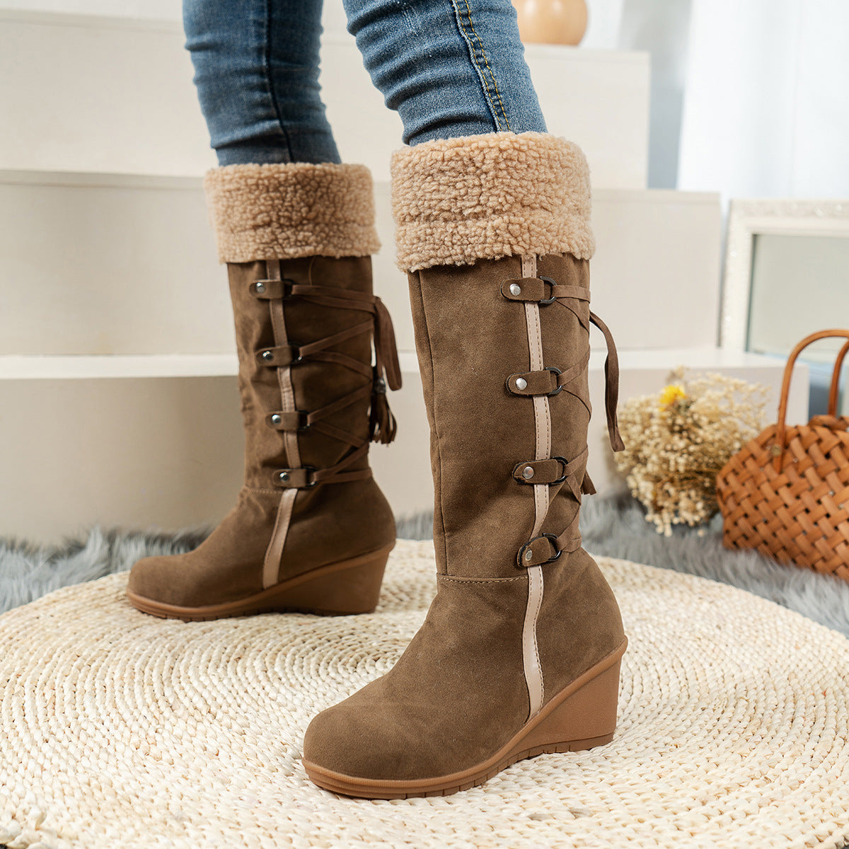 Damen Stiefel Wildleder Elegantes Design - IdealeKleiden