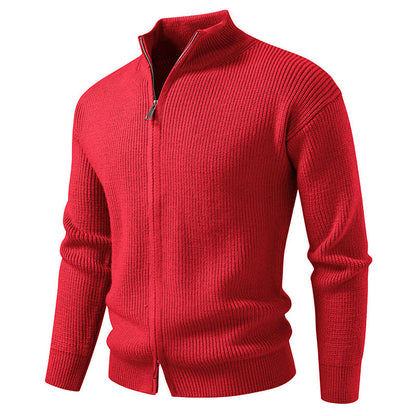 Herren Strickjacke Hochkragen Moderner Reißverschluss