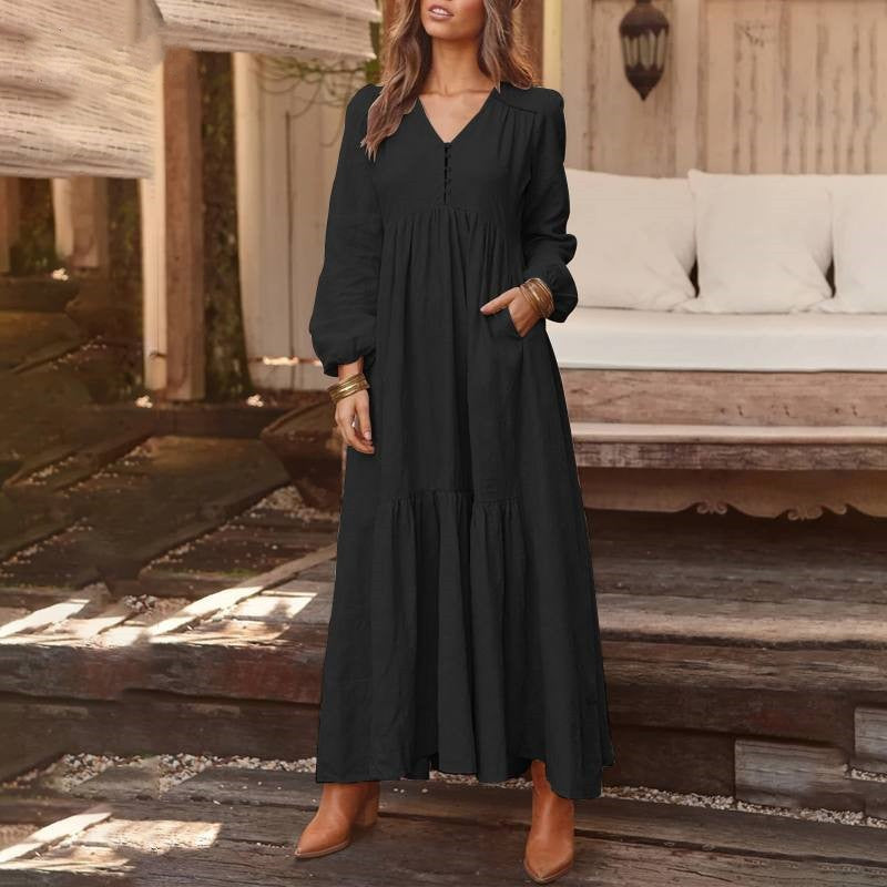 Damen Maxikleid Elegant Mit Voluminösem Rock
