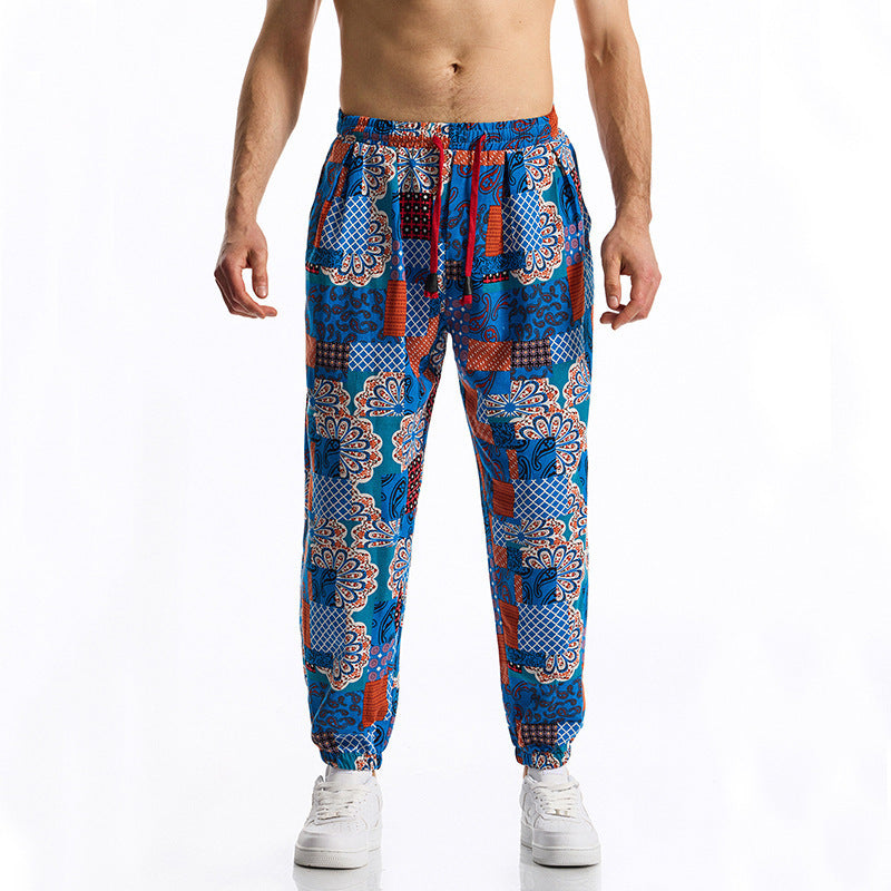 Herren Freizeithose Bunt Gemustert Elastisch