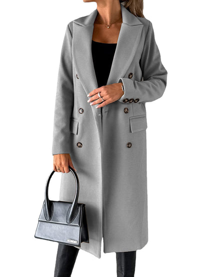 Damen Trenchcoat Klassisch Elegant Mit Taschen