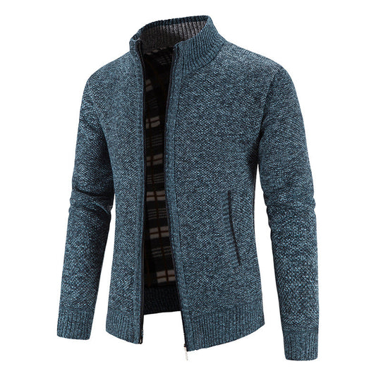 Herren Strickjacke Modern Stehkragen Noppen Optik - IdealeKleiden