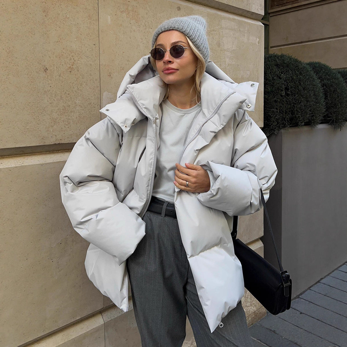 Damen Oversized Daunenparka Winterjacke - IdealeKleiden