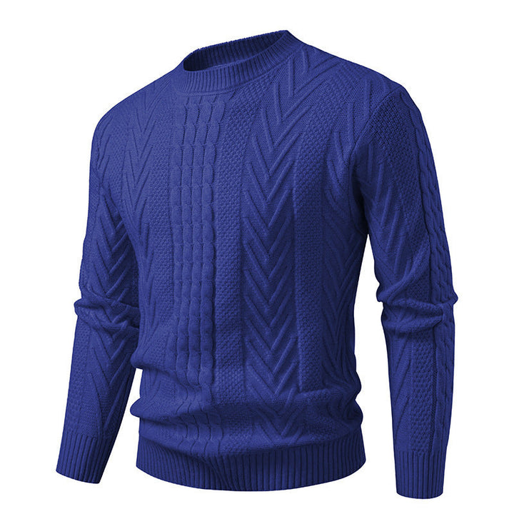 Herren Pullover Grobstrick Zopfmuster Rundhals