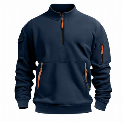 Herren Outdoor Pullover Praktisch Reißverschluss Taschen