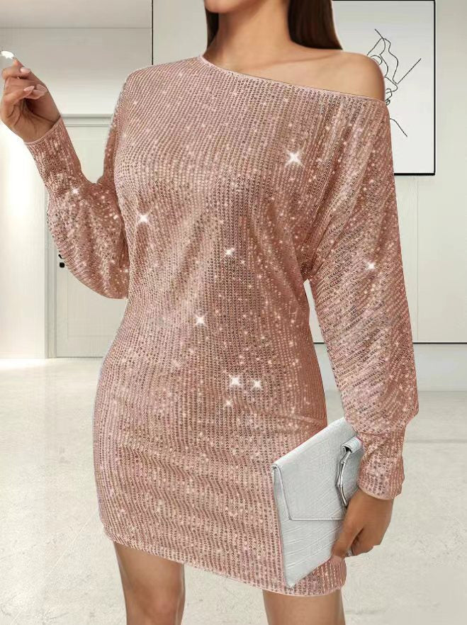 Damen Partykleid Elegant Asymmetrisch Glitzer