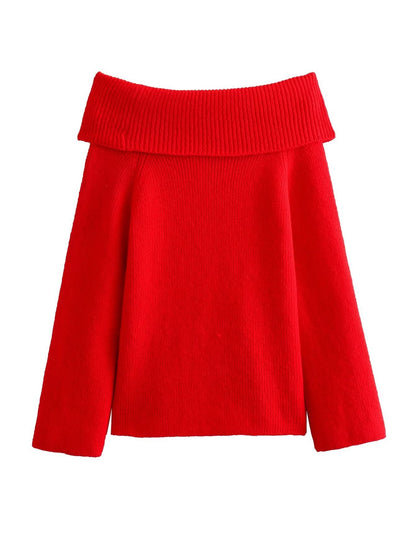 Damen Pullover Lässig Weite Kragen Struktur