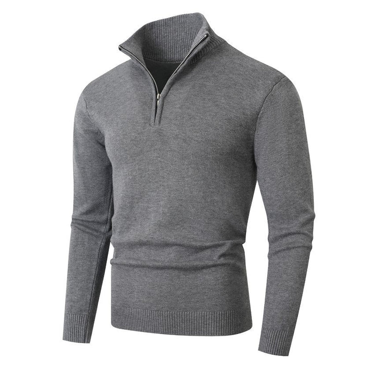 Herren Pullover Modern Halbzipper Strukturstoff