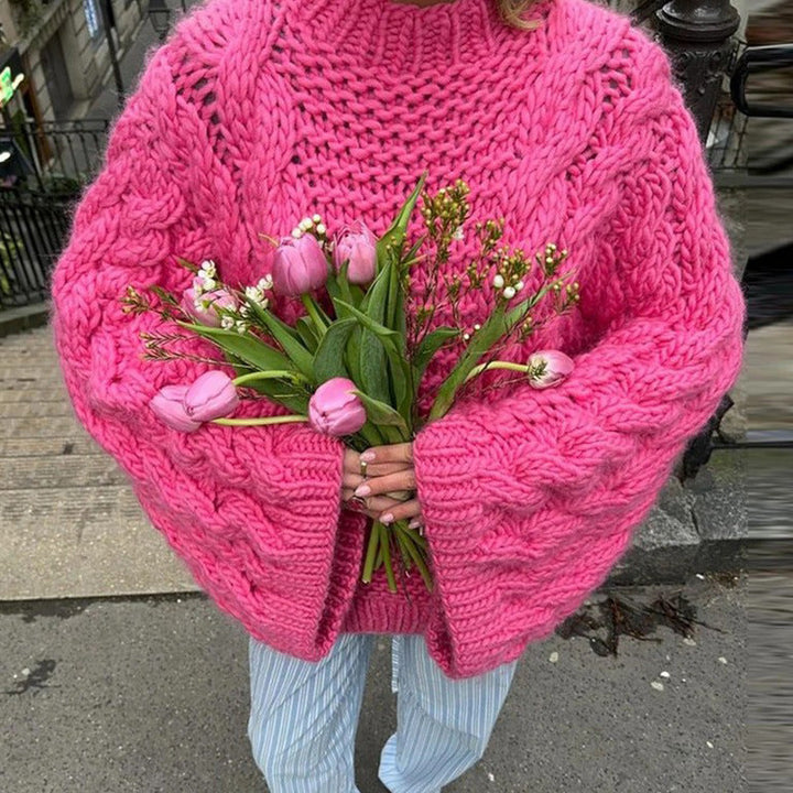 Damen Oversized Pullover Grobstrick Weich
