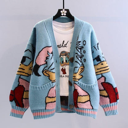 Damen Strickcardigan Groß Verspielt Frauen Pullover