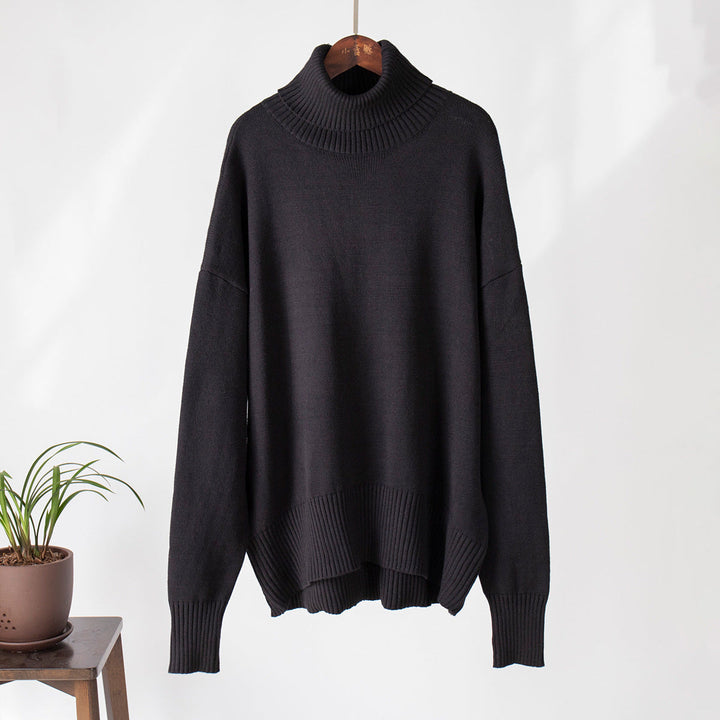 Damen Strickpullover Bequem Warm Rippborte
