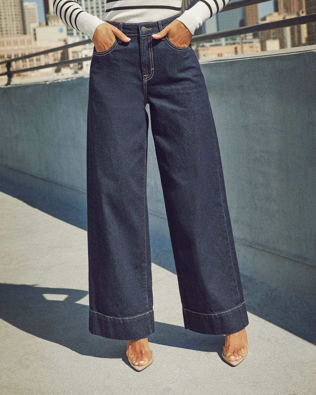 Damen Hochtaillen Jeans Hose Elegant Schnitt