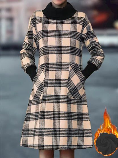 Damen Karo Kleid Elegantes Design Praktisch