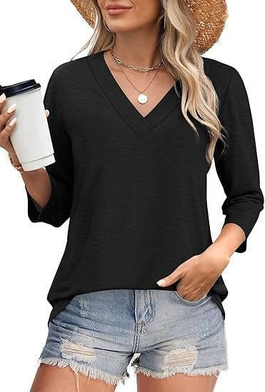 Damen Oberteil V-Ausschnitt Elegante Bluse
